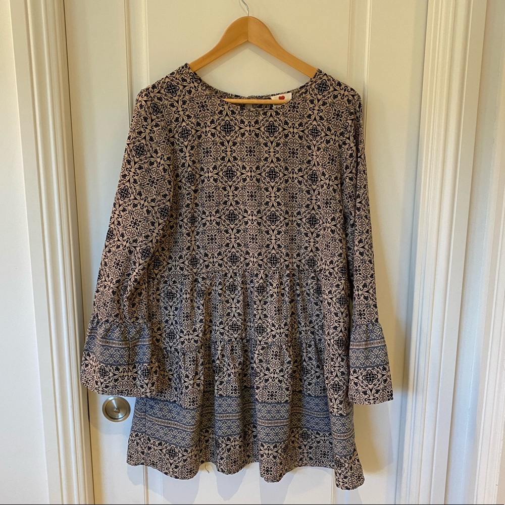 One Clothing Bohemian Long Sleeved Mini Dress